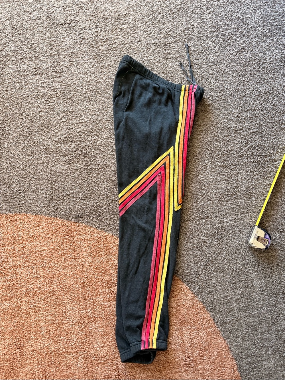 Aviator Nation Dark Gray Sweatpants with Lightning Bolt-shape Stripes Small